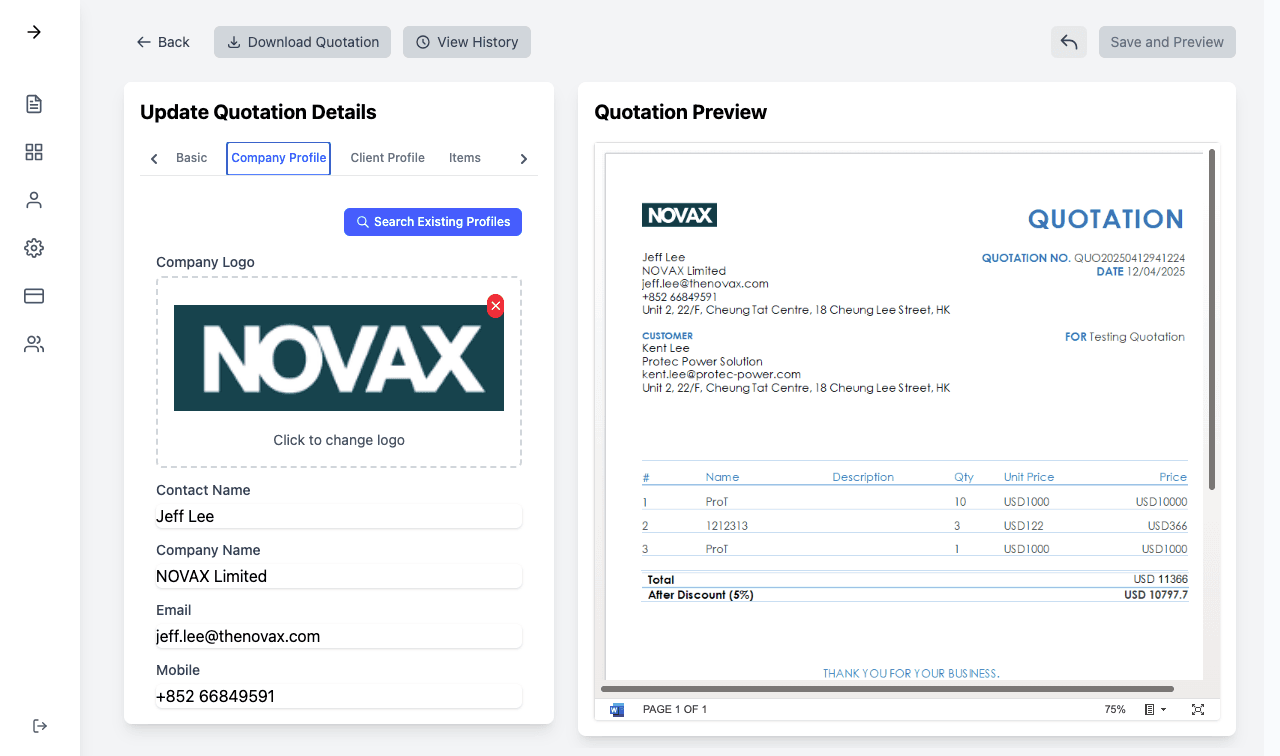 Document Generation Preview